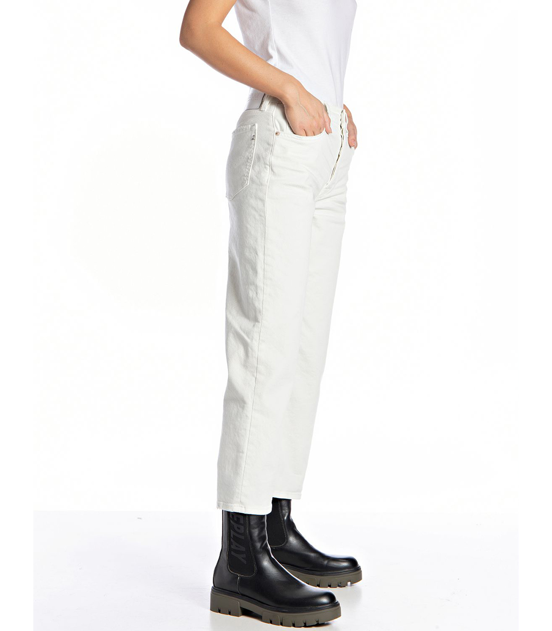 HEVELEEN コンフォートブル ワイドクロップドデニム 詳細画像 オフホワイト 4